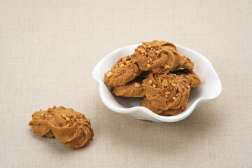 Chocolate cookies with peanut sprinkles
