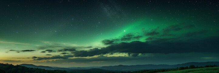Fototapeta na wymiar Green and Blue Aurora Borealis Lights Up the Sky