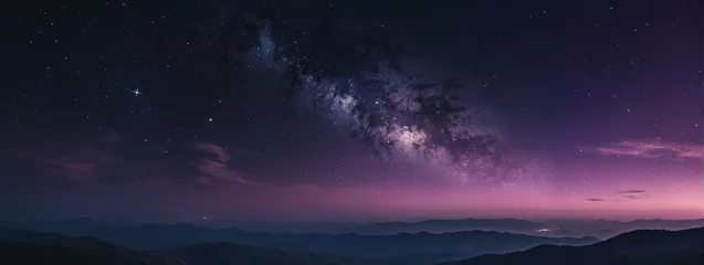 Foto op Canvas Majestic Night Sky Over Mountain Range © @uniturehd