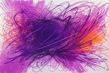Fototapeta na wymiar Abstract Purple and Orange Swirls Against a Soft Gradient Background