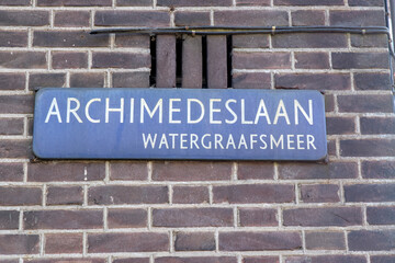 Street Sign Archimedeslaan At Amsterdam The Netherlands 7-3-2024