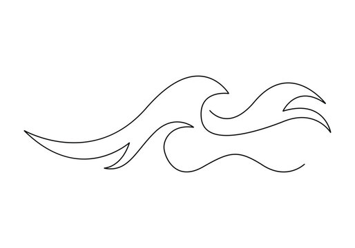 Continuous one line drawing of ocean wave vector illustration. Free vector 