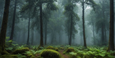 Lush Green Forest Filled With Plants and Trees
