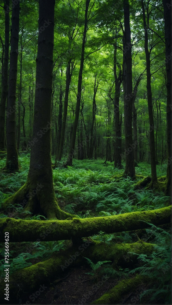 Canvas Prints Dense Green Forest Filled With Trees