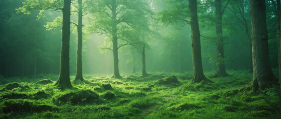 Lush Green Forest Teeming With Trees