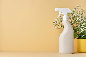 Home household disinfection anti epidemic protection safety disinfection empty bottle background, world health day concept illustration