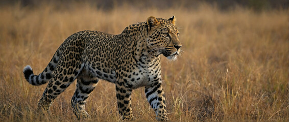 Leopard Standing in Tall Grass
