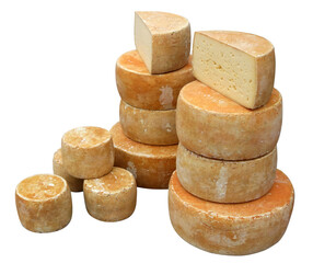 Twelve heads of old aged elite cheese isolated