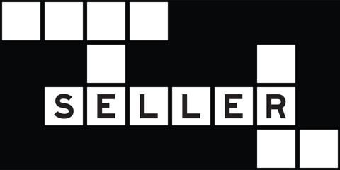 Alphabet letter in word seller on crossword puzzle background