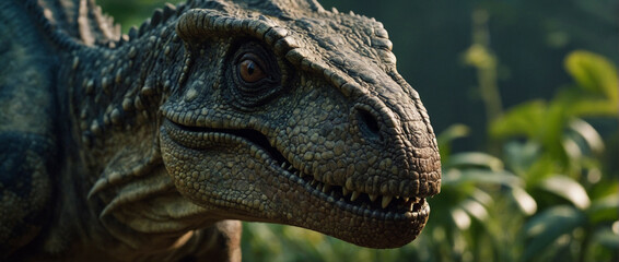 Close Up of a Dinosaur in a Field