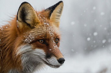 Close Up of a Fox in the Snow