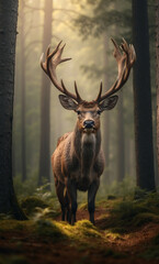 Deer Standing in the Middle of a Forest