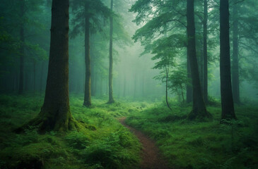 A Path Winding Through Green Forest