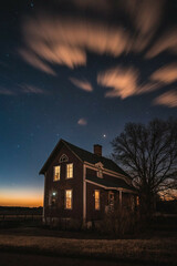 House With Cloudy Sky