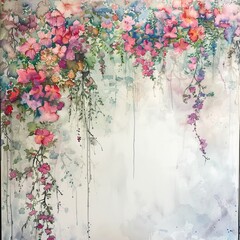 watercolor wall full of flowers during spring - 1