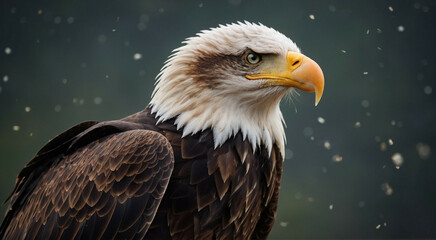 Obraz premium Bald Eagle Against a Soft Snowy Background