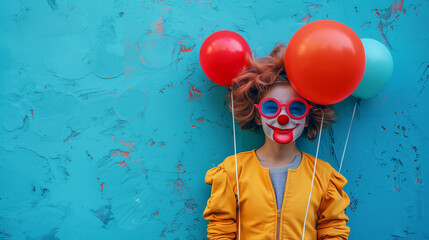Clown on bright background, ai - obrazy, fototapety, plakaty