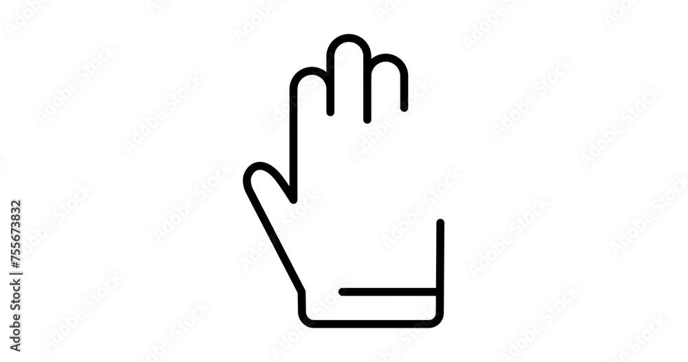 Poster glove animated outline icon with alpha channel. glove 4k video animation for web, mobile and ui desi
