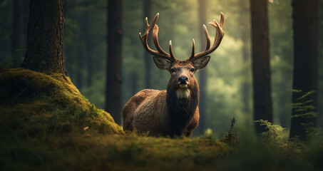 Deer Standing in the Middle of a Forest