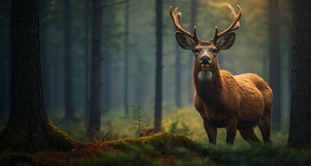 Deer Standing in Middle of Forest