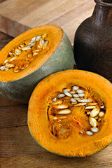 Autumn Essence: 4K Ultra HD Image of Sliced Half Pumpkin