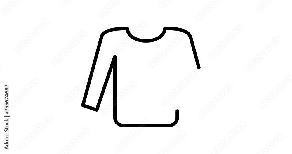 Poster sweater animated outline icon with alpha channel. sweater 4k video animation for web, mobile and ui 