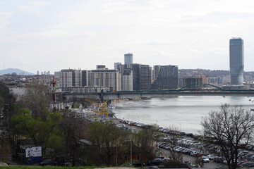 view of the waterfont tower belgrade and new buildings in the same neighborhood