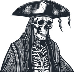 Pirate skull, dead pirate, vector illustration