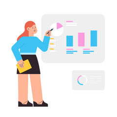 Woman Analyzing Business Data Illustration