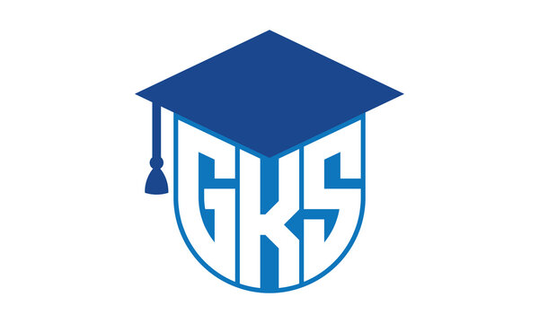 GKS initial letter academic logo design vector template. school college logo, university logo, graduation cap logo, institute logo, educational logo, library logo, teaching logo, book shop, varsity	
