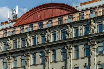 Cellular antennas on the roof of an old building.
