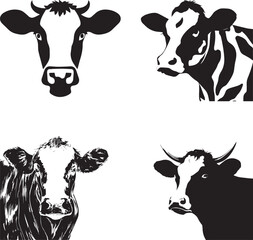 cow silhouette and logo vector collection
