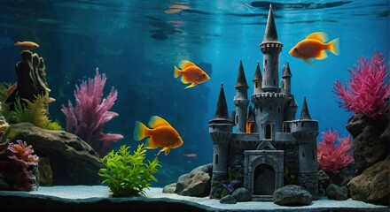 Fototapeta na wymiar aquarium with fishes ai generative 