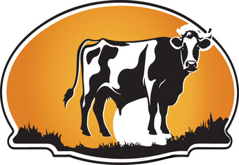 cow silhouette and logo vector collection