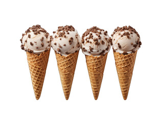 set of straciatello ice cream in a cown isolated on transparent background, transparency image, removed background