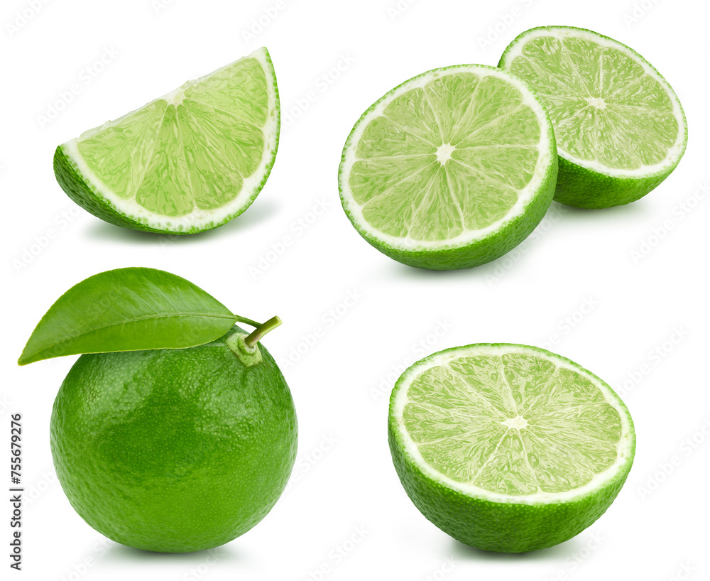 Sticker fresh organic lime isolated