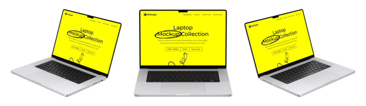Laptop Mockup from Various Angle | Fully Editable File, Replaceable Screen, Separated Shadow and Background | Super High Resolution