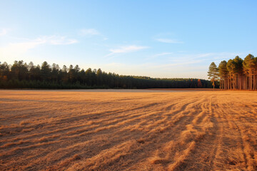 Fototapeta premium field in summer with brown and yellow light