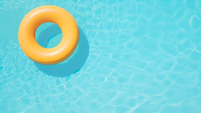 Summertime pool relaxation with a single swim ring. Generative AI image
