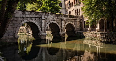 Fototapeta premium bridge over a small canal in the style of Italy