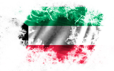 White background with worn flag of Kuwait