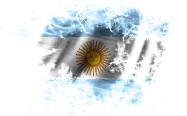 White background with worn flag of Argentina