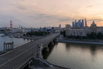 Borodinsky Bridge, river, quay and panorama of city