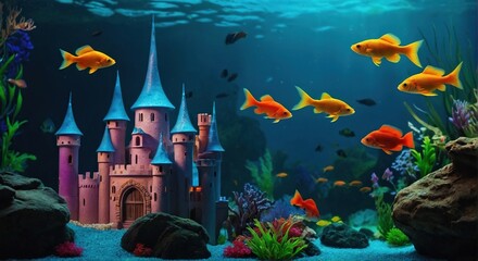 Obraz na płótnie Canvas aquarium with fishes Ai Generative 