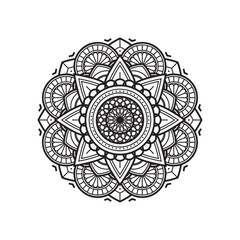 Simple Circle Blooms Of Achromatic Black and White Mandala Shape Lineart
