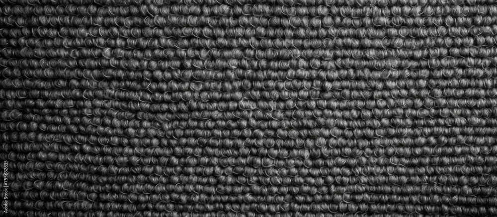 Aufkleber a detailed view of a monochrome grey carpet texture showcasing a tight weave pattern. the dark color