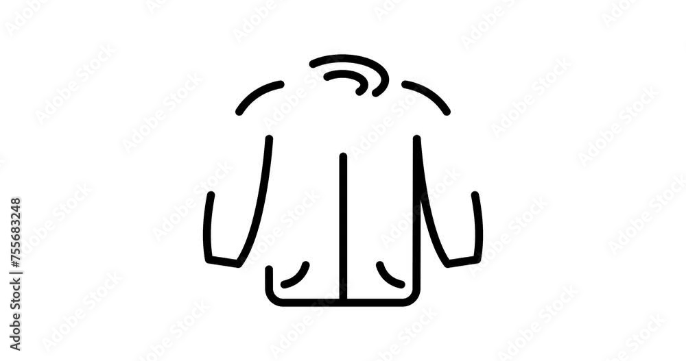 Poster jacket animated outline icon on white background. jacket 4k video animation for web, mobile and ui d