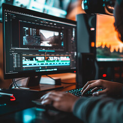 Video Editor Or Designer Using Editing Software