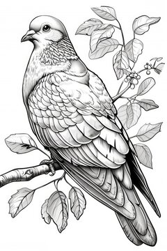 A pigeon bird sitting on a branch of a tree