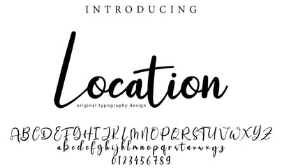 Location Font Stylish brush painted an uppercase vector letters, alphabet, typeface